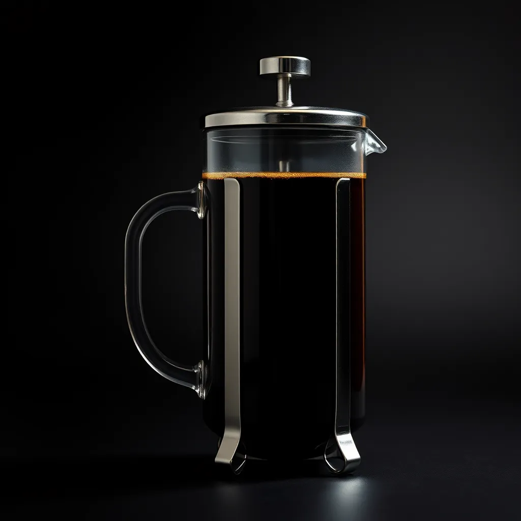 Prensa francesa con café recién preparado