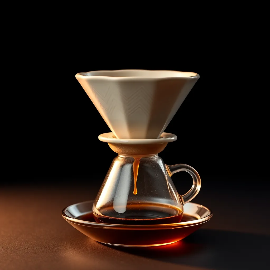Cafetera de filtro V60 sobre una jarra de vidrio
